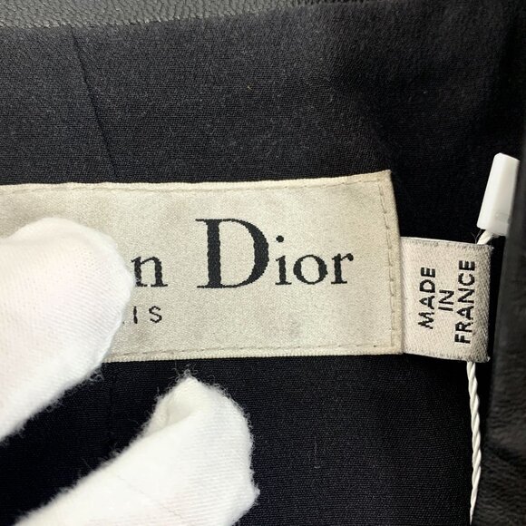Christian Dior Black Lambskin Single-Breasted Long-Sleeve Belted Jacket Coat Siz - Picture 4 of 8